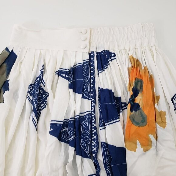 Platinum Dorothy Schoelen Floral Maxi Skirt Boho White Womens Size 10 - Picture 5 of 10